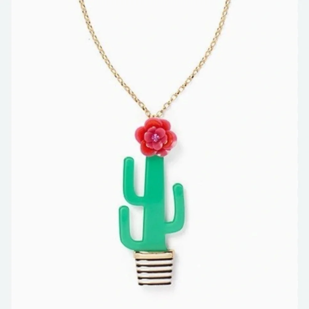 Kate Spade Scenic Route Cactus Acrylic Rare Novelty Necklace